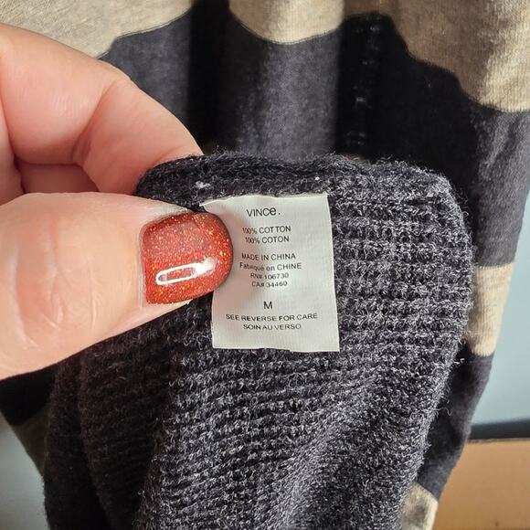 Vince Striped Cotton Sleeveless Tank Knit Maxi Dress Beige Brown Summer Size M - Picture 4 of 5